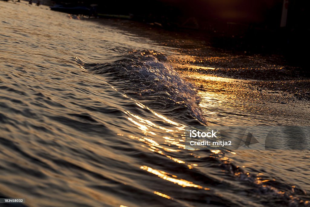 Pôr do sol dourado do mar - Foto de stock de Areia royalty-free