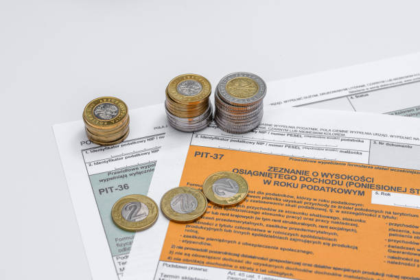istock Polish coins are stacked on the pit37 tax return form 1834587598
