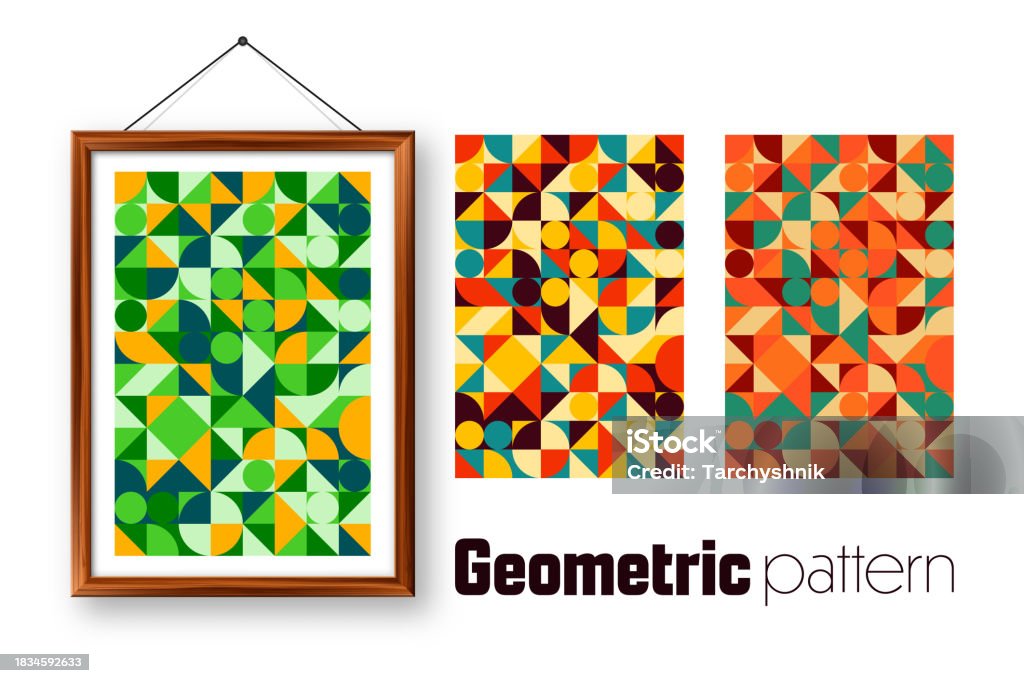 Geometric Patterned Photframe Picture Frame With Geometric Trendy Pattern Bauhaus Style Modern ...