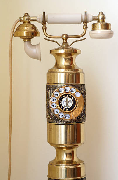 istock Old golden telephone retro 183461944