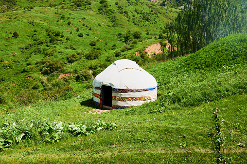 Nomadic tents known as Yurt at the Song Kol Lake, Kyrgyzstan.