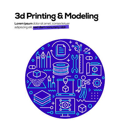 3D PRINTING AND MODELING Related Banner Design for Web Page, Headline, Brochure, Annual Report and Book Cover