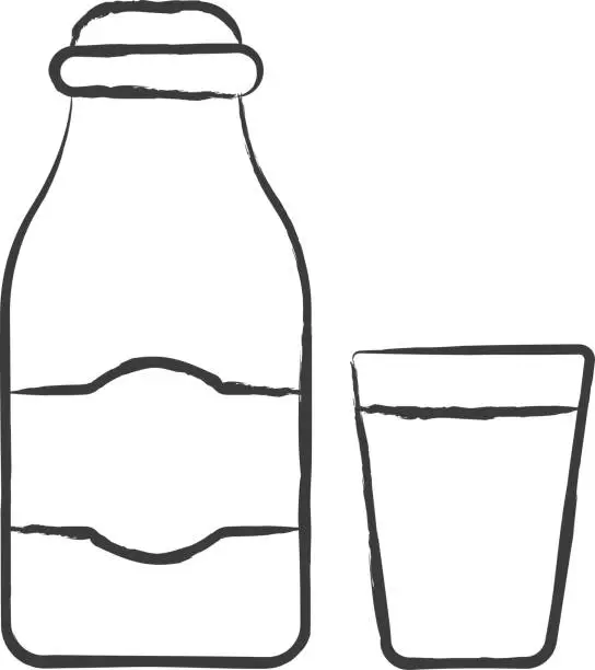 Vector illustration of Milk hand drawn vector illustration