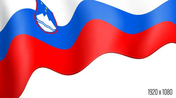 Vector illustration of Slovenia country flag realistic independence day background. Slovenian commonwealth banner in motion waving, fluttering in wind. Festive patriotic HD format template for independence day