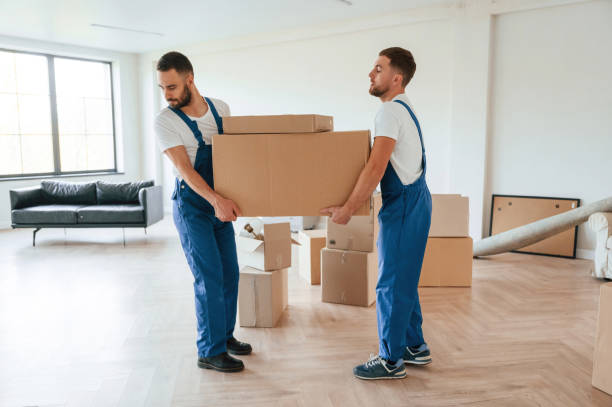 istock One big heavy box. Two moving service employees in a room 1834676955