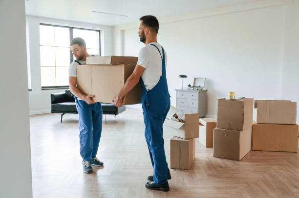 istock One big heavy box. Two moving service employees in a room 1834676956