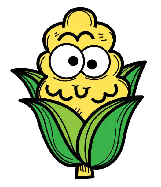 Vector illustration of Corn funny cartoon illustration on white background