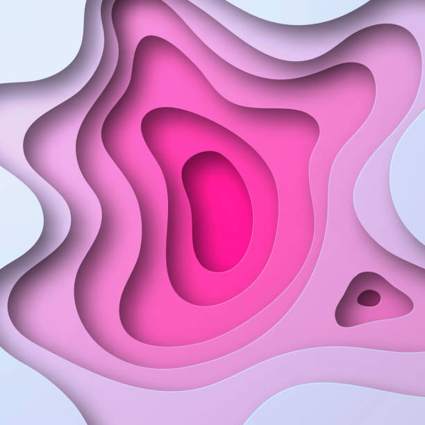 istock Paper cut background - Pink abstract wave shapes - Trendy 3D design 1834700725