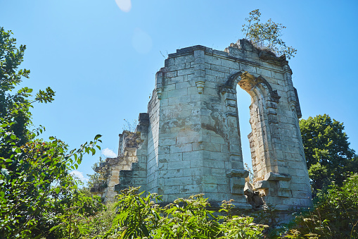 Ruins of an old historical building, architecture and history, excavations and culture.