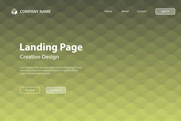 Vector illustration of Landing page Template - Abstract geometric background with Brown gradient