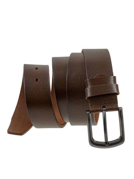 istock Brown leather belt isolated on white background. 1834716260