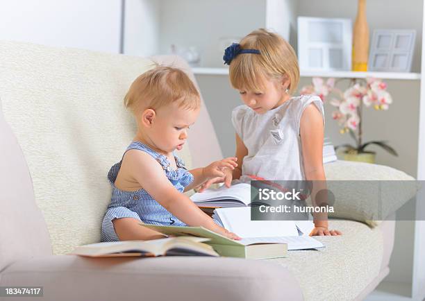 Kids With Lot Of Books Stock Photo - Download Image Now - Baby - Human Age, Baby Girls, Beautiful People