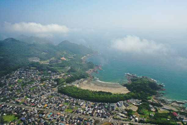 Aerial photo of Hyuga City, Miyazaki Prefecture stock photo