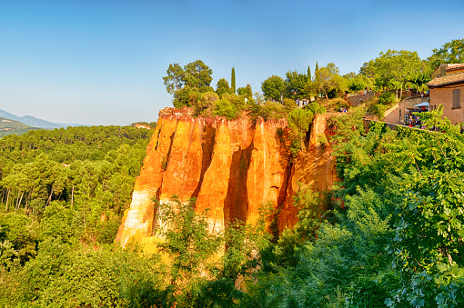 Roussillon village is famous for the rich deposits of ochre pigments found in the clay, France