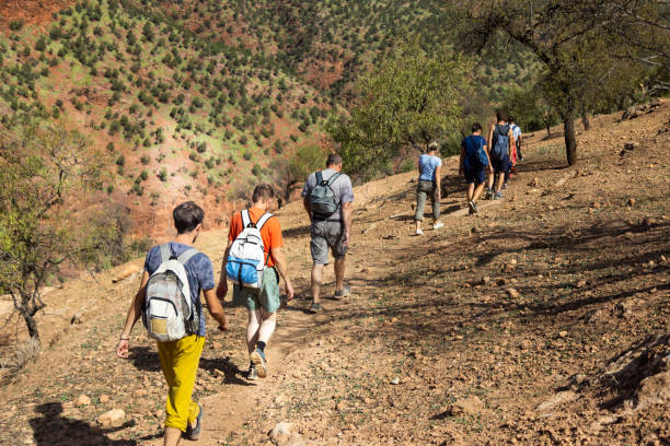 istock Group of tourists on hiking 1834773623
