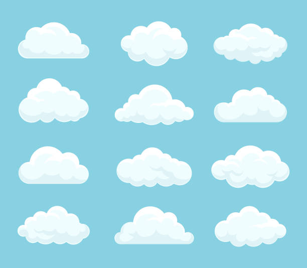 ilustraciones, imágenes clip art, dibujos animados e iconos de stock de conjunto de nubes - sky only illustrations
