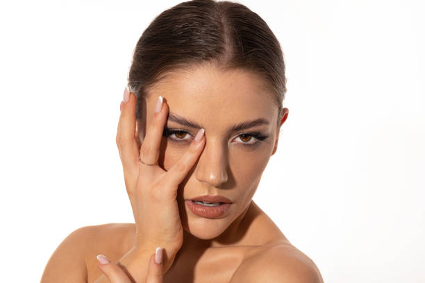 istock Beautiful woman on isolated background. 1834783888