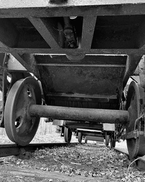 The underneath of railway wagons on an abandoned railway track