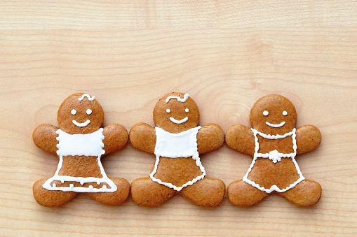 Happy gingerbread family, copy space for text