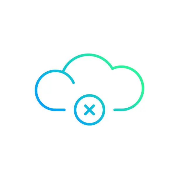 Vector illustration of Disconnected to Cloud Computing Gradient Line Icon. The Icon is suitable for web design, mobile apps, UI, UX, and GUI design.