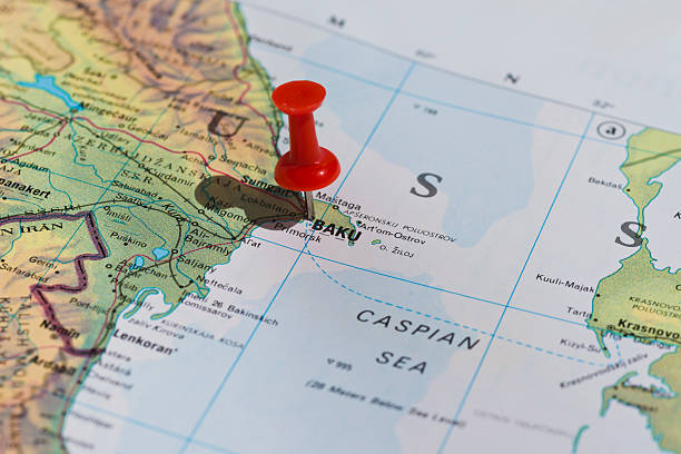 istock Baku Marked on Map with Red Pushpin 183482536