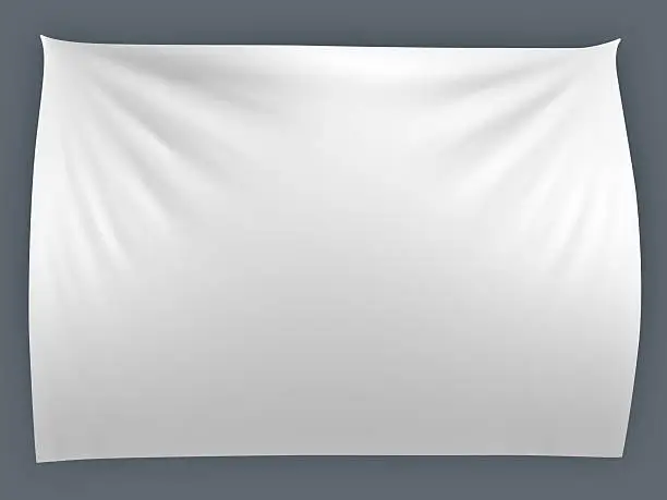 Photo of Illustration of a white rumpled banner on a gray background