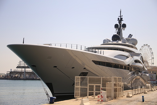 superyacht at the harbor of Malaga in Spain