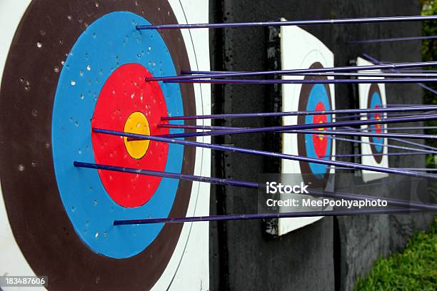 Foto de Arco E Flecha E Alvo De Muitas e mais fotos de stock de Centro de Alvo - Centro de Alvo, Pessoas, Tiro com arco