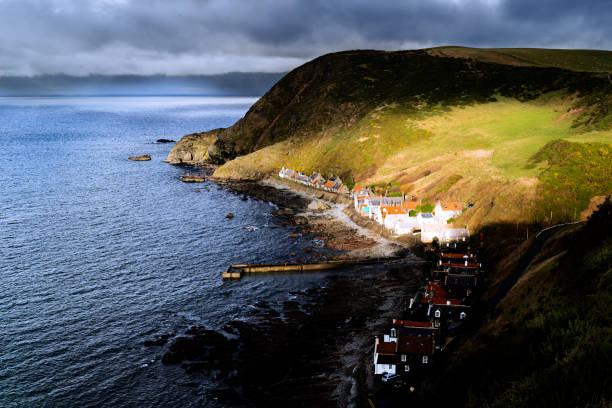 The coastal village of Crovie on the Aberdeenshire coast of Scotland. The local pronunciation is Crivey.