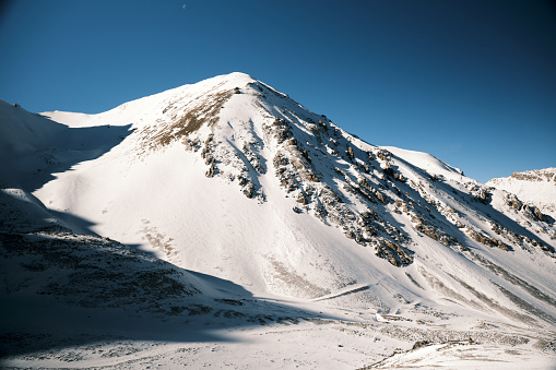 Medium view from Chon Ashuu mountain pass in winter