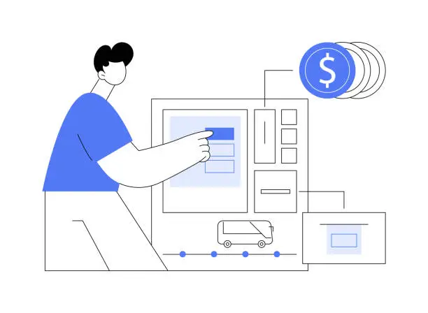 Vector illustration of Ticket machine isolated cartoon vector illustrations.