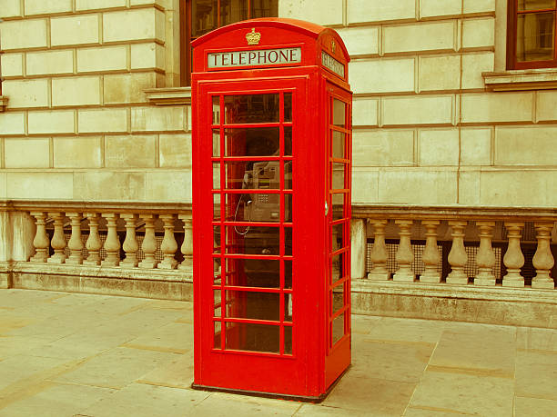 istock Retro looking London telephone box 183492211