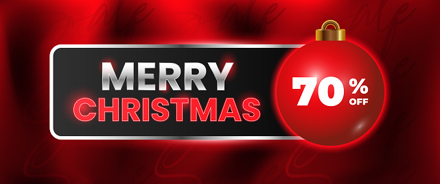 Red Christmas banner design with beautiful decorations