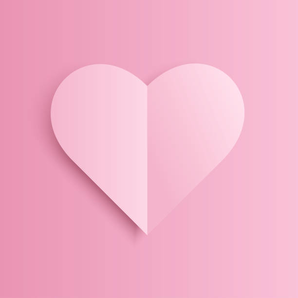 istock Pink heart in cut paper style on pink background. Concept of love, congratulations. Vector 1834949896