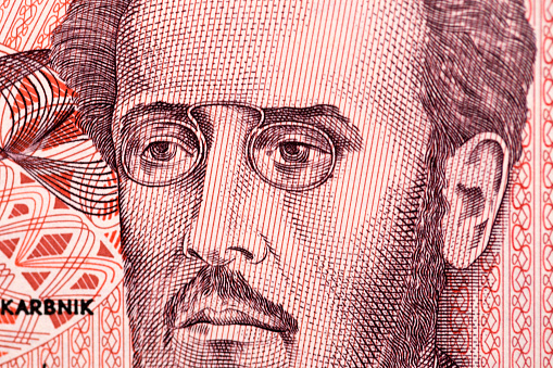 Ludwik Warynski a closeup portrait from old Polish money - Zloty