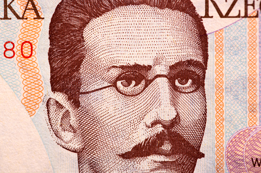 Romuald Traugutt a closeup portrait from old Polish money - Zloty