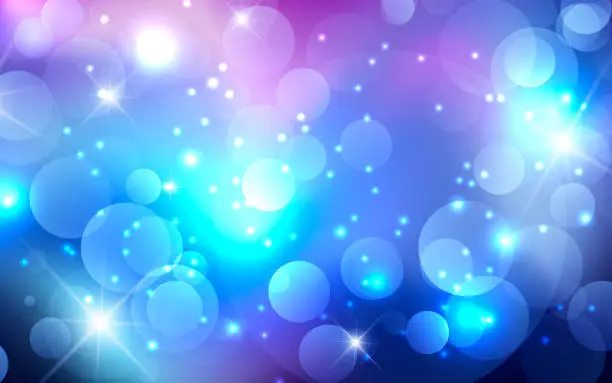 Vector illustration of Abstract blue christmas bokeh lights and shiny sparkling background design