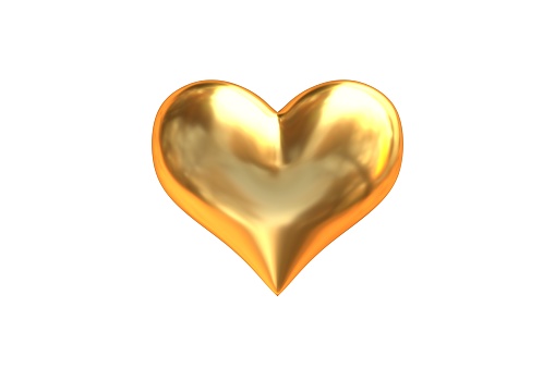 A solitary golden heart, shimmering with brilliance, evokes feelings of devotion and everlasting affection.