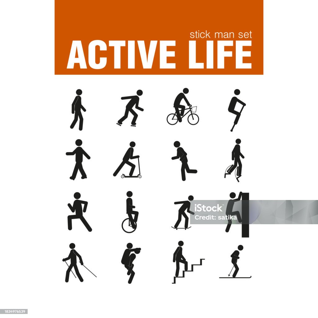Active Stickman Vehicle Active Stick Man Set Stock Illustration - Download Image Now ...