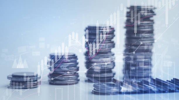 istock Double exposure image of coin stacks on technology financial graph background.Cryptocurrency digital economy,financial meltdown, finance and banking concept. 1834979796