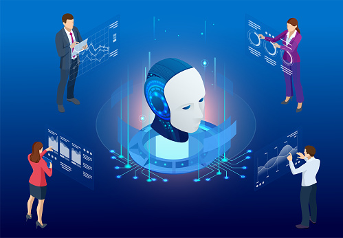 Isometric Artificial Intelligence, Knowledge Expertise Intelligence Learn. Internet connect Chat, Chat with AI, Artificial Intelligence