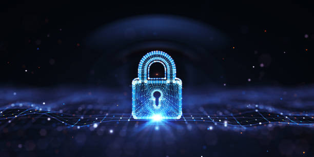 serratura. sicurezza di rete. concetto di luci con cornice metallica. largo - firewall foto e immagini stock