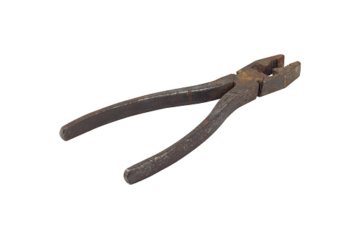 pliers, old, rusty pliers, isolate from background