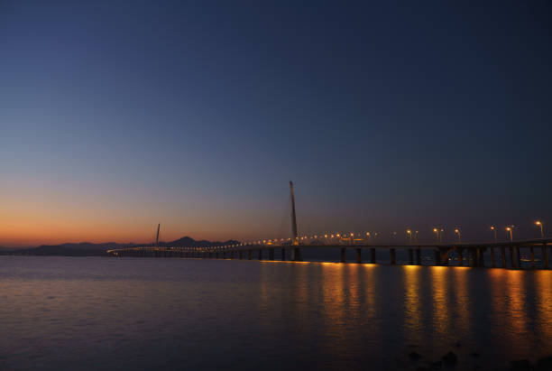 istock Ranquil morning by the sea - bay bridge 1835011698