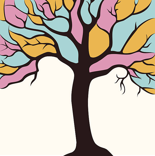 painted tree vector art illustration