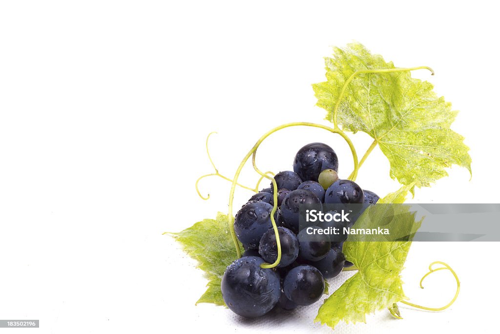 Escuro uvas maduras com folhas - Foto de stock de Alimentação Saudável royalty-free