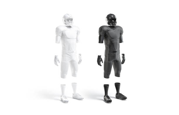 istock Blank black and white american football uniform mockup, side 1835022302