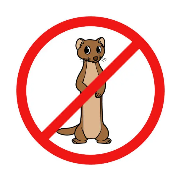 Vector illustration of No Mongoose Sign on White Background