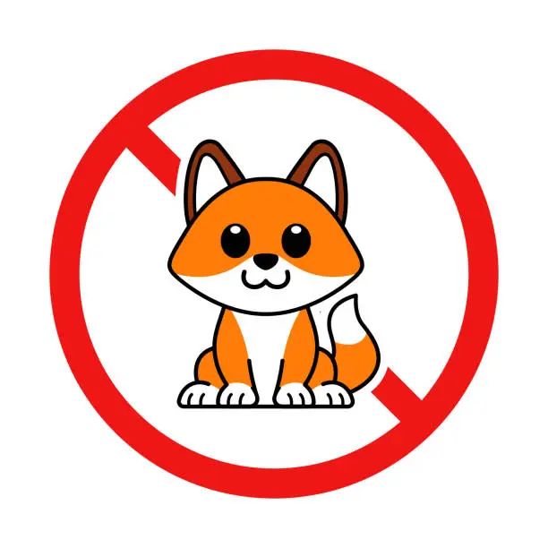 Vector illustration of No Fox Sign on White Background