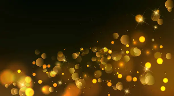 Vector illustration of Abstract gold christmas bokeh lights and shiny sparkling background design